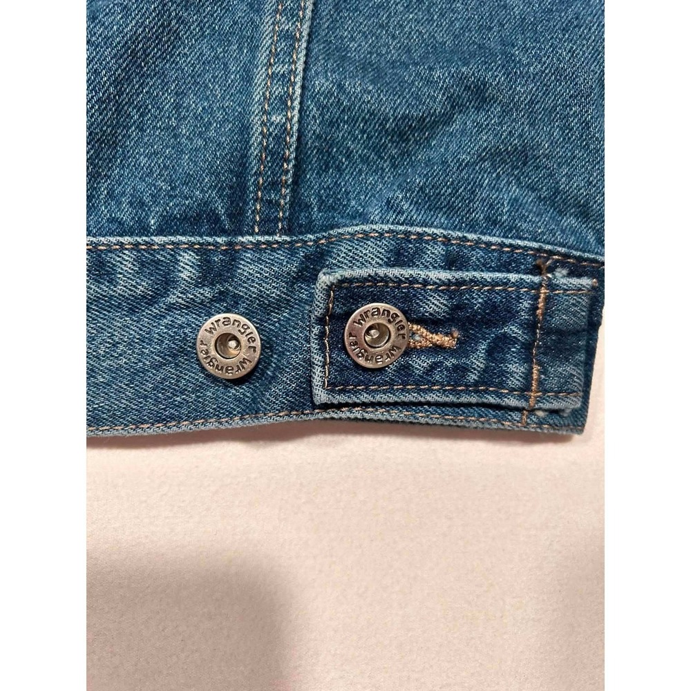 Wrangler Hero Mens Denim Trucker Jacket Medium Wash Blue Cotton Size Small - Picture 6 of 9